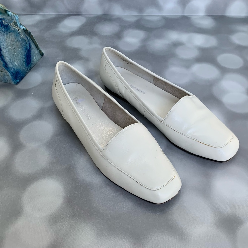 Enzo Angiolini White Leather Slip-On Loafers